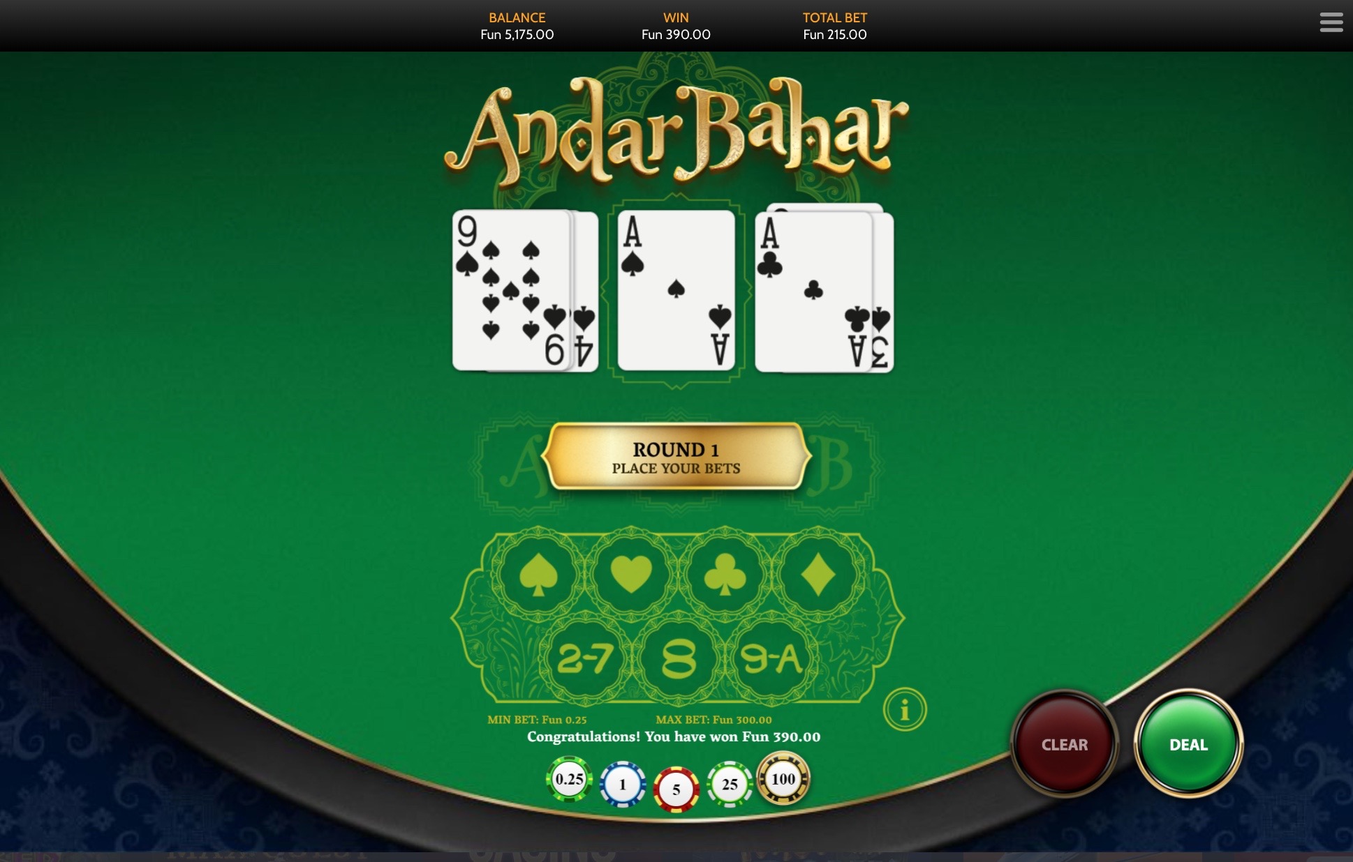 andar bahar winning payouts