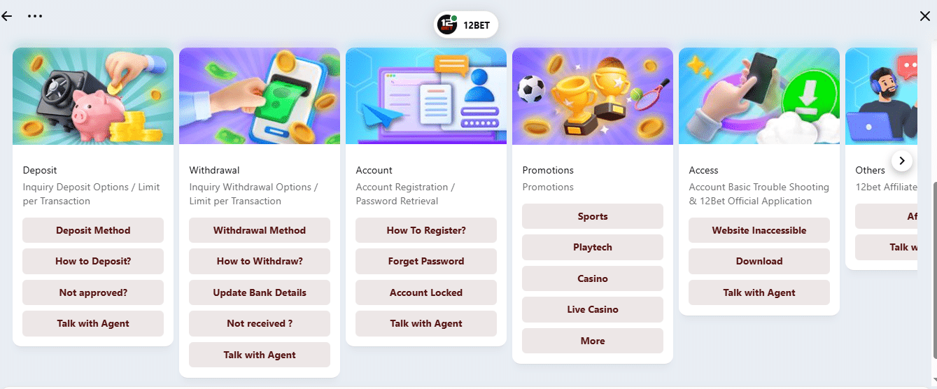 12bet live chat talk with agent